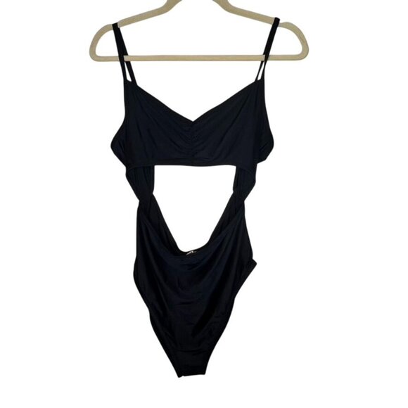 Madewell Cinched Cutout One-Piece Black Swim Suit Size L NWT *Slight flaw* - Picture 2 of 8